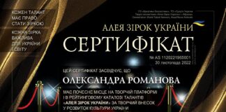 Сертифікат Алеї Зірок України: як отримати Олександра Романова - сертифікат резидента | Алея Зірок України