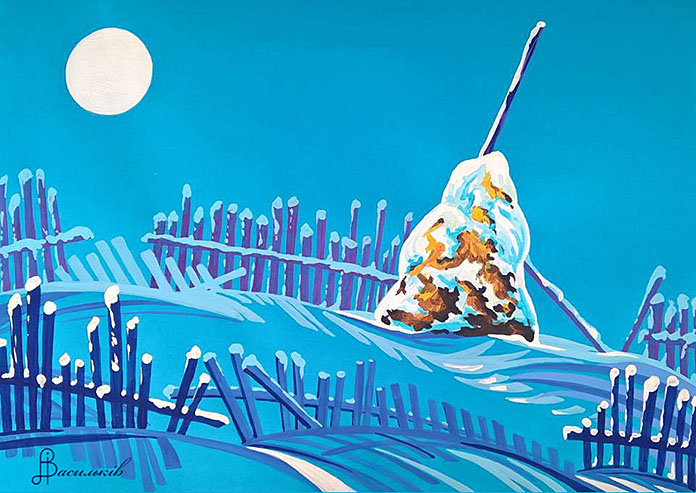 «Світить місяць, світить…» (Igor-Vasyl Vasylkiv), 50х70, картон, акрил