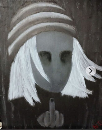 "self-potrait drawn with a finger" (Natasha Orlova)