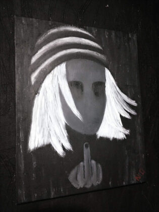 "self-potrait drawn with a finger" (Natasha Orlova)