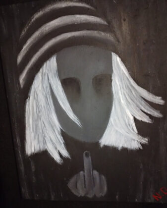 "self-potrait drawn with a finger" (Natasha Orlova)