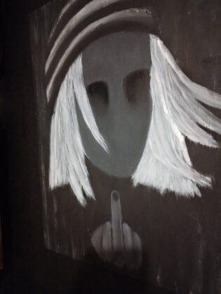 "self-potrait drawn with a finger" (Natasha Orlova)